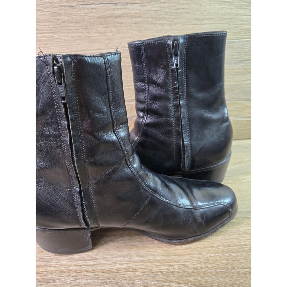 Vintage Florsheim Men's Black Leather Side Zip Ankle Dress Boots Size 7 D 23130